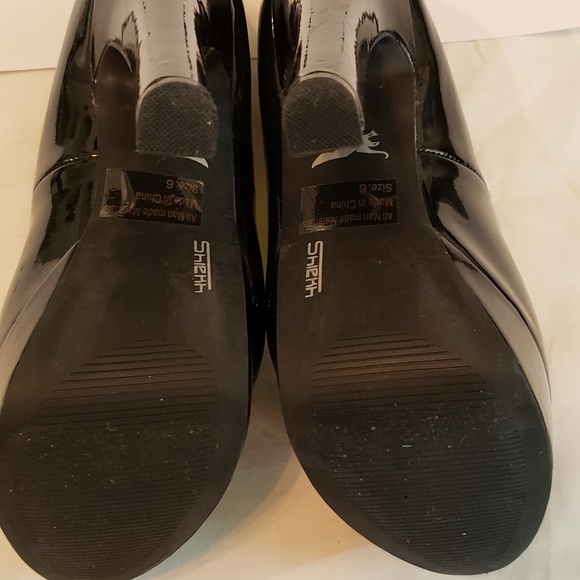 SHIELKH black patent finish heels US SZ 6 - Picture 4 of 5